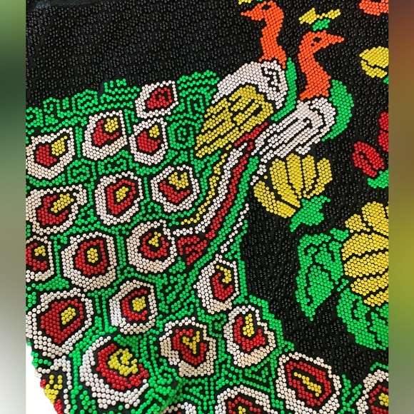 Beautiful beaded artwork bag beaded peacock design - Picture 2 of 6